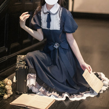 深紺のクラシカルワンピース_A0473